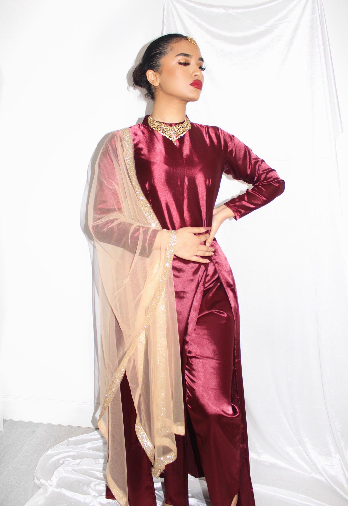 Satin Slit Suit