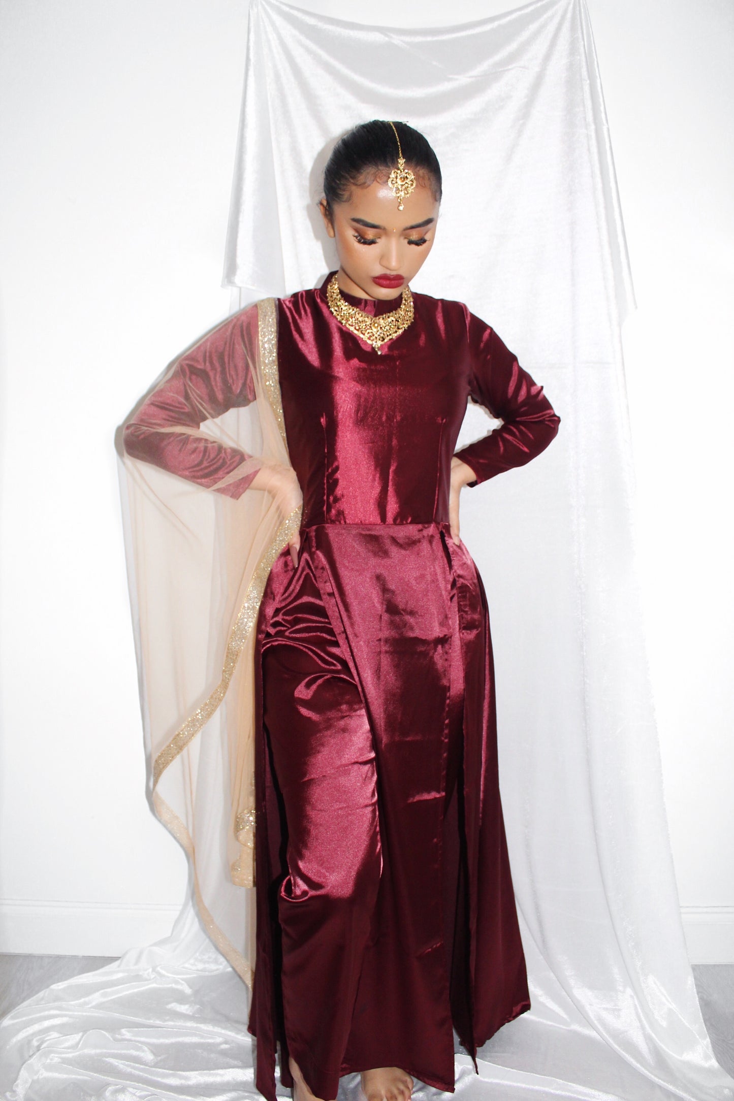 Satin Slit Suit