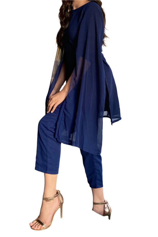 Navy Cape Sleeve Co-ord (PRE-ORDER)